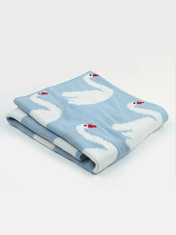 Geese Knitted Acrylic Wrap Blankets for Infant Baby