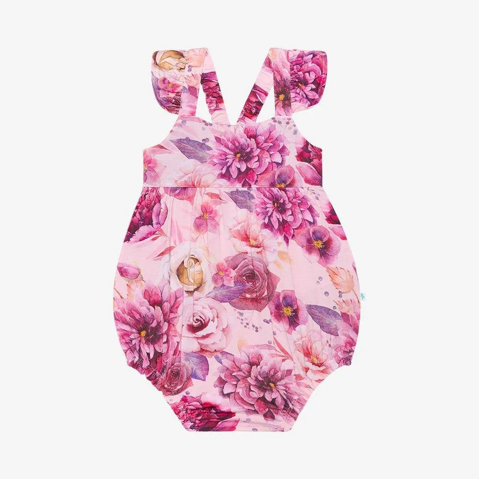 Girl's Bamboo Basic Ruffled Cap Sleeve Bubble Romper - Amira (Floral)