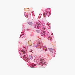 Girl's Bamboo Basic Ruffled Cap Sleeve Bubble Romper - Amira (Floral)