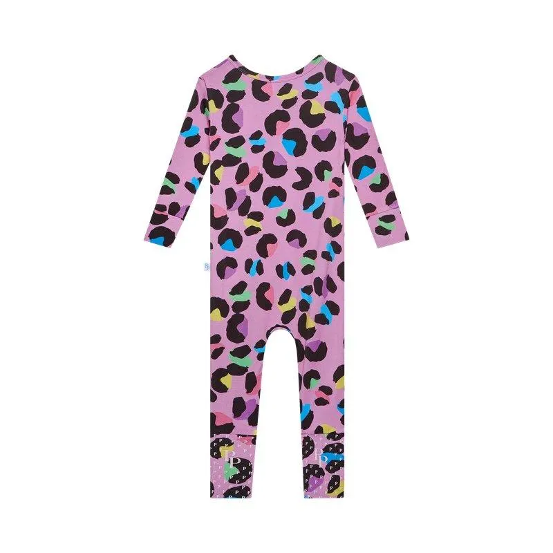 Girl's Bamboo Convertible Footie Romper - Electric Leopard