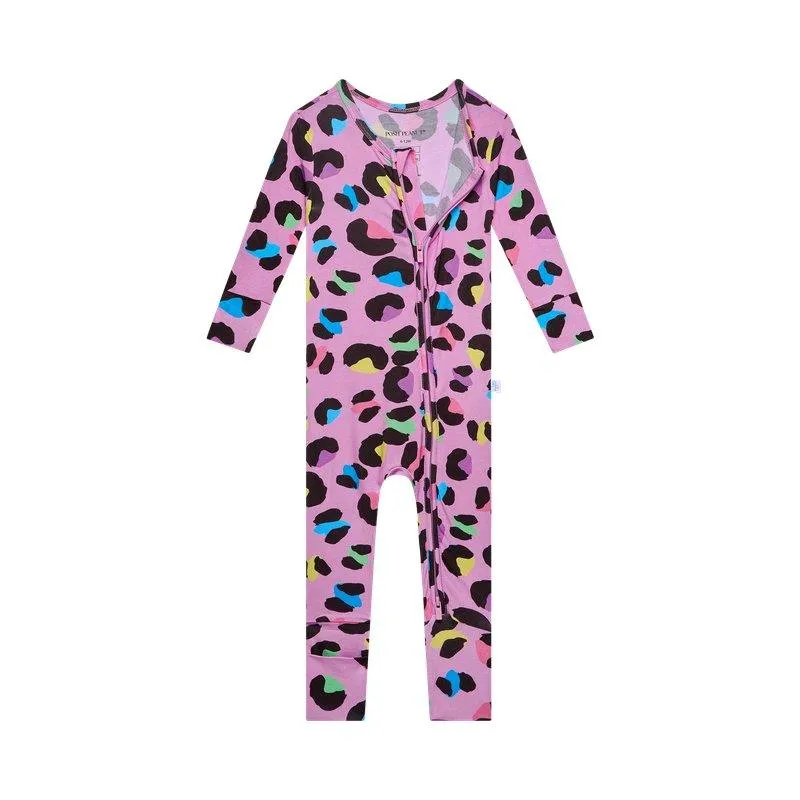 Girl's Bamboo Convertible Footie Romper - Electric Leopard