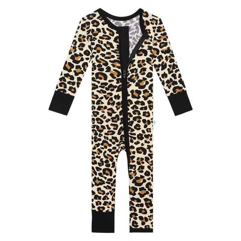 Girl's Bamboo Convertible Footie Romper - Lana Leopard