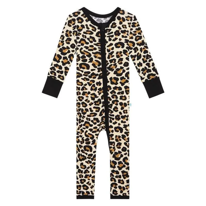 Girl's Bamboo Convertible Footie Romper - Lana Leopard