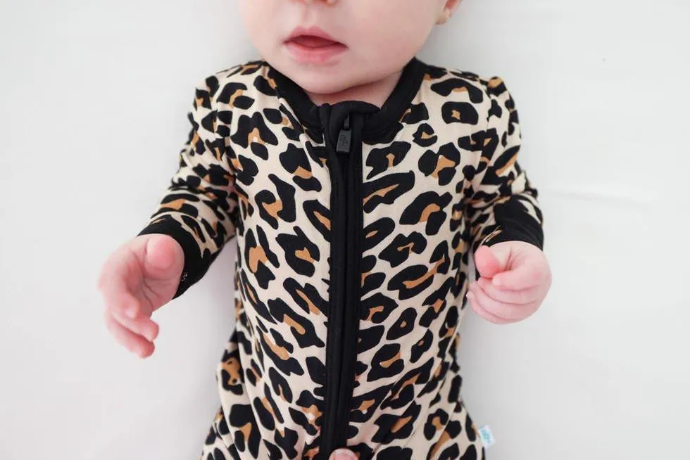 Girl's Bamboo Convertible Footie Romper - Lana Leopard