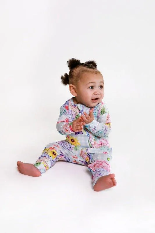 Girl's Bamboo Convertible Footie Romper - Nicolette (Floral)