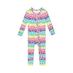 Girl's Bamboo Convertible Footie Romper - Rainbow Butterfly