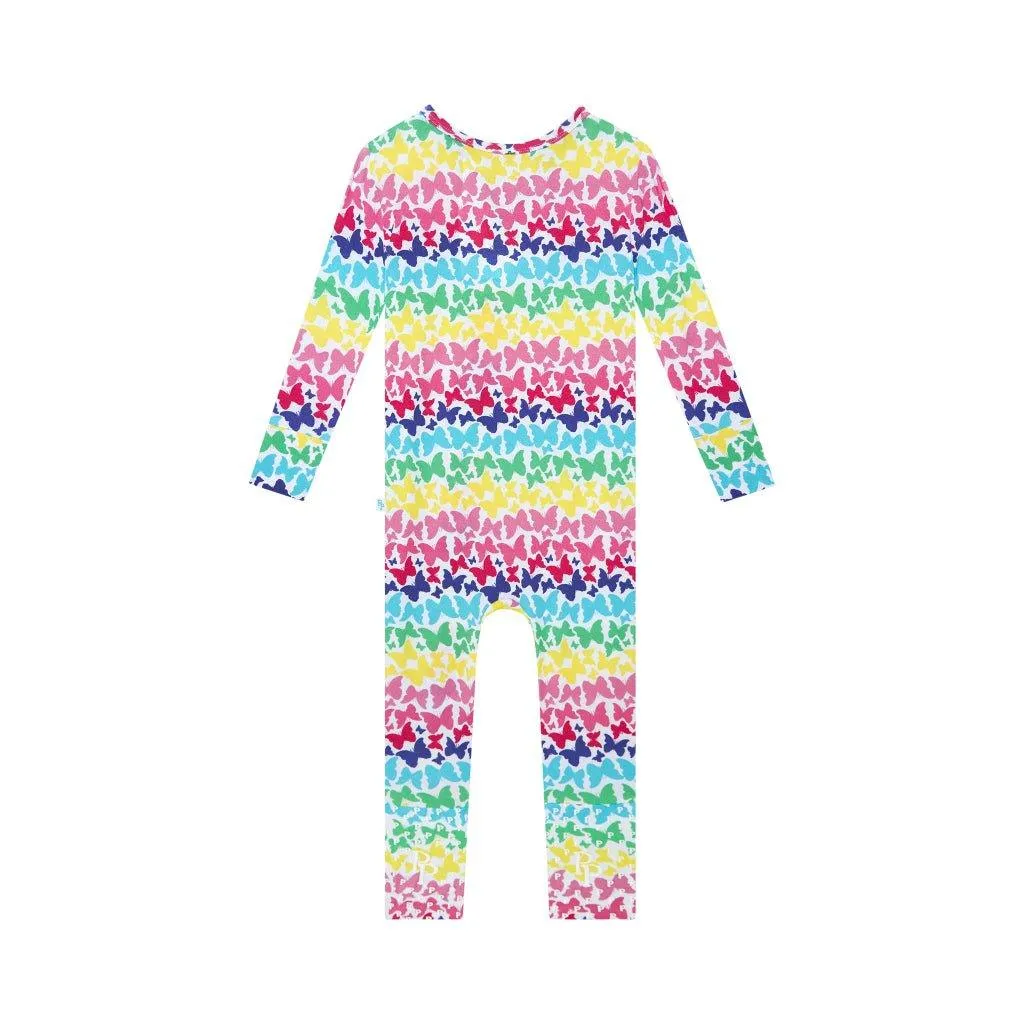 Girl's Bamboo Convertible Footie Romper - Rainbow Butterfly