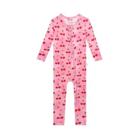 Girl's Bamboo Convertible Footie Romper - Very Cherry