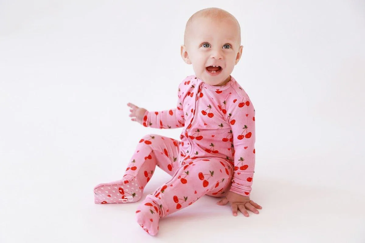 Girl's Bamboo Convertible Footie Romper - Very Cherry