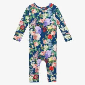 Girl's Bamboo Long Sleeve Ruffled Basic Romper - Carmen (Floral)