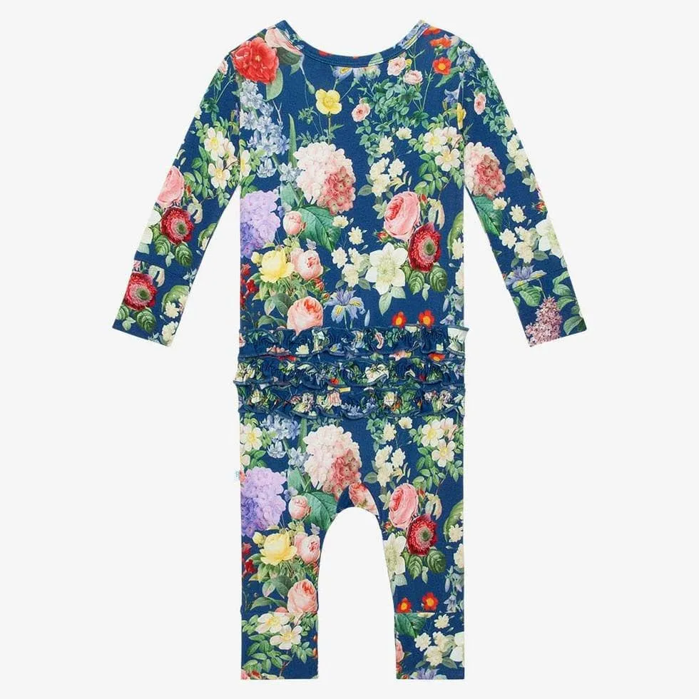 Girl's Bamboo Long Sleeve Ruffled Basic Romper - Carmen (Floral)