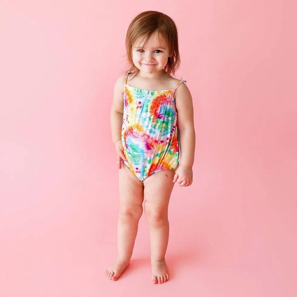 Girl's Bamboo Spaghetti Strap Bubble Romper - Totally Tie Dye