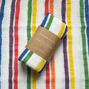 Golden Child Primary Colours Baby Swaddle - Kaleidoscope Stripe