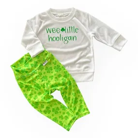 Green Shamrocks and White 'Wee Little Hooligan' Lounge Set