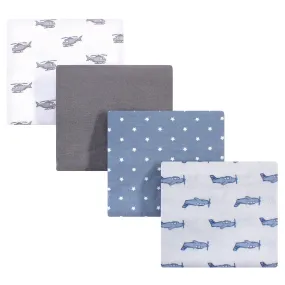 Hudson Baby Cotton Flannel Receiving Blankets, Airplanes Helicopters