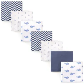 Hudson Baby Cotton Flannel Receiving Blankets Bundle, Blue Whale