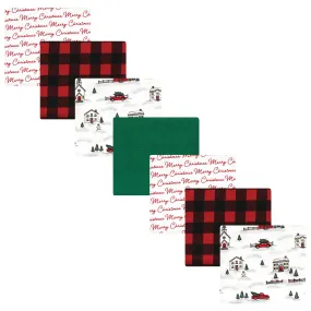 Hudson Baby Cotton Flannel Receiving Blankets Bundle, Christmas Scene