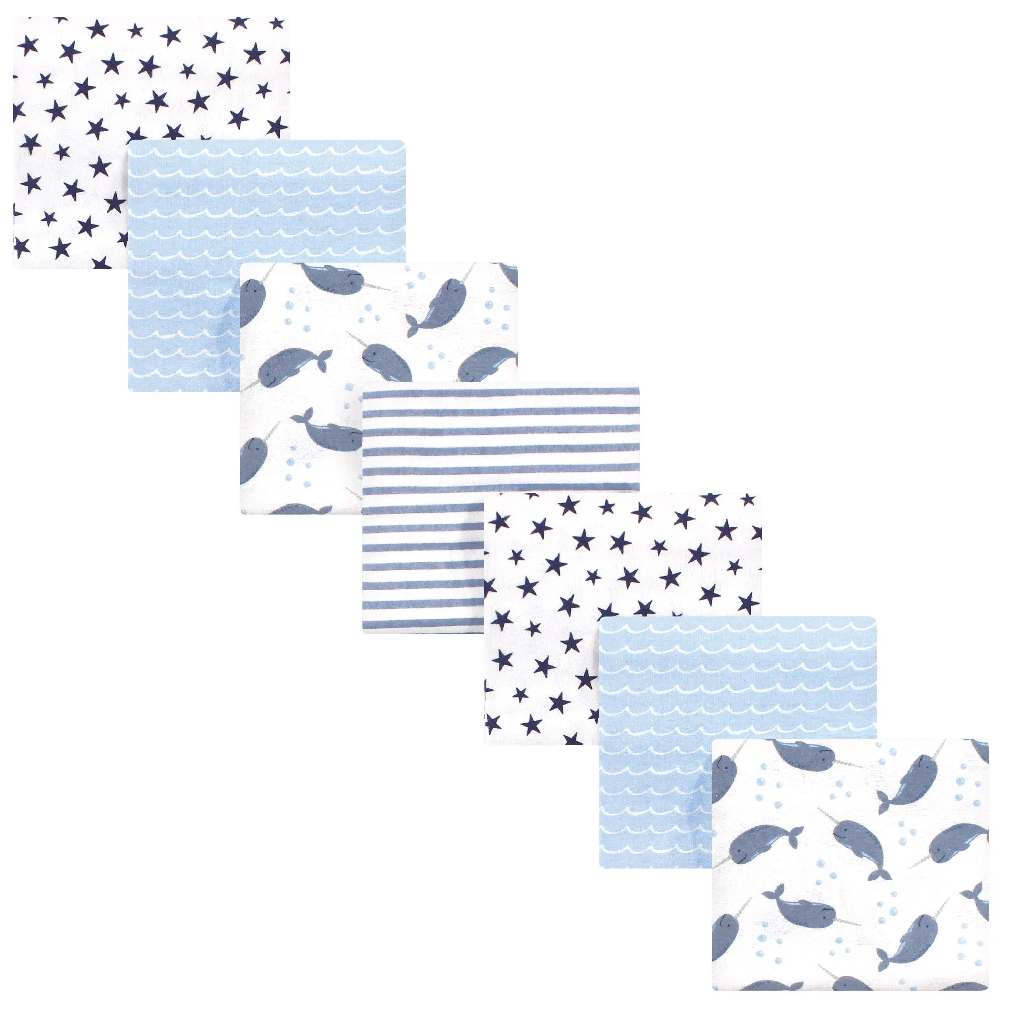 Hudson Baby Cotton Flannel Receiving Blankets Bundle, Narwhal