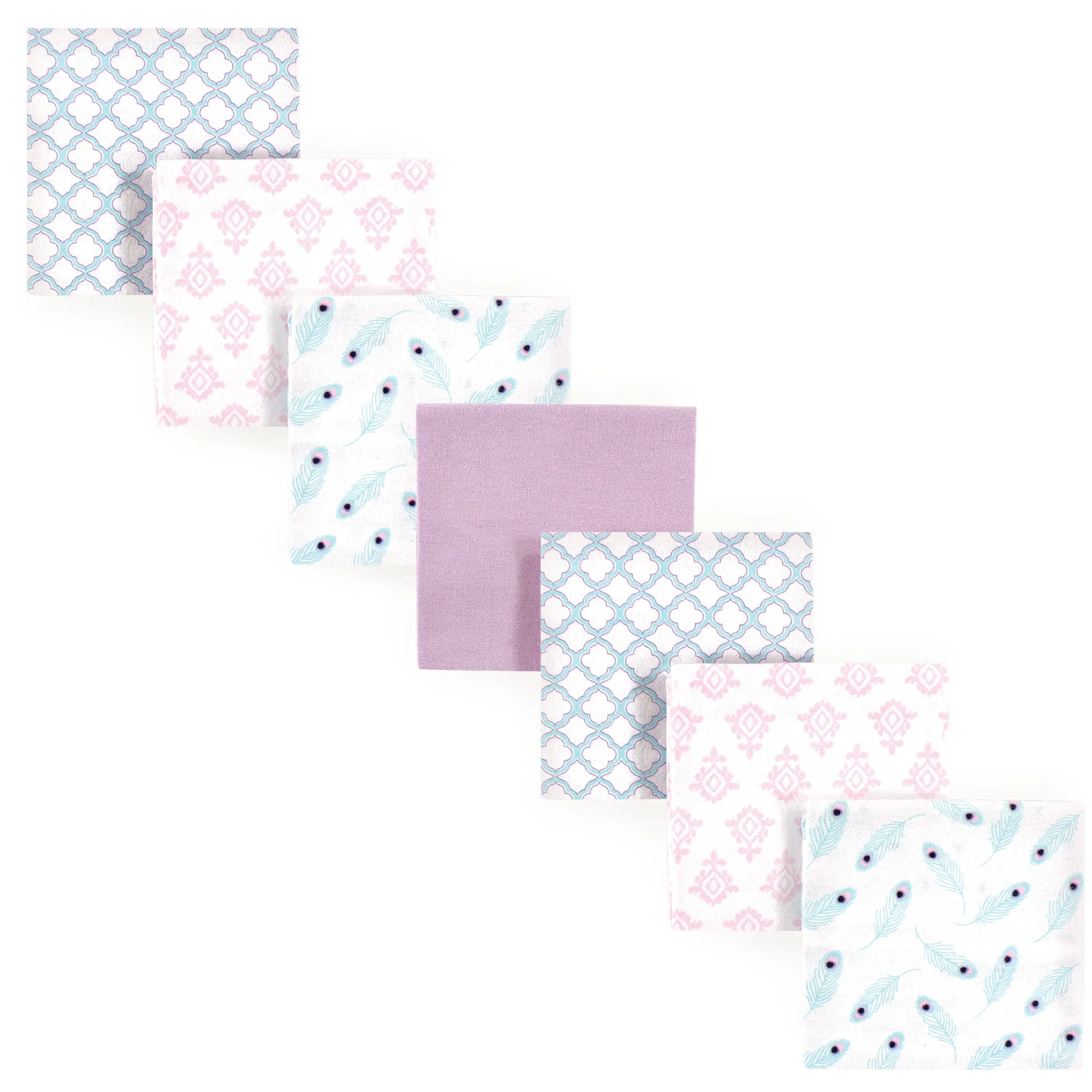 Hudson Baby Cotton Flannel Receiving Blankets Bundle, Peacock Feather