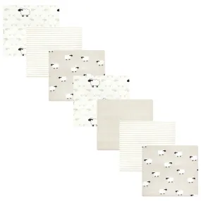 Hudson Baby Cotton Flannel Receiving Blankets Bundle, Taupe Sheep