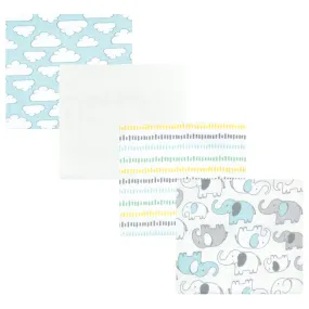 Hudson Baby Cotton Flannel Receiving Blankets, Neutral New Elephant