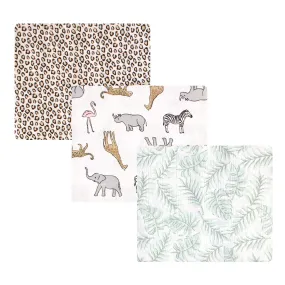 Hudson Baby Cotton Muslin Swaddle Blankets, Modern Pink Safari