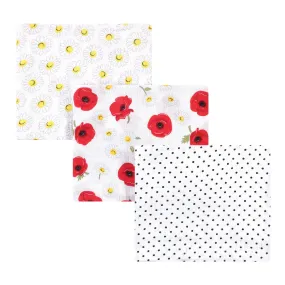 Hudson Baby Cotton Muslin Swaddle Blankets, Poppy Daisy
