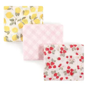 Hudson Baby Cotton Muslin Swaddle Blankets, Strawberry Lemon