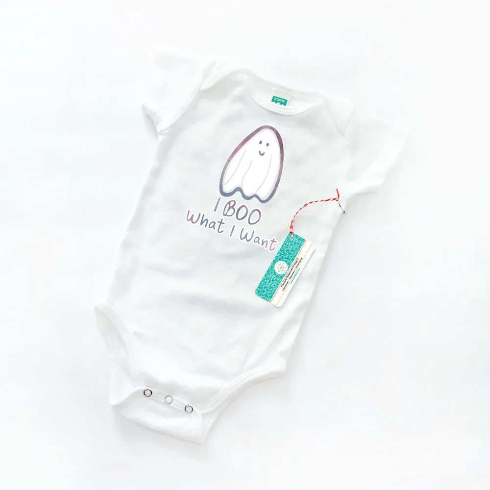 I BOO What I Want Ghost Halloween Baby Onesie - Organic Cotton | *25% Off!*