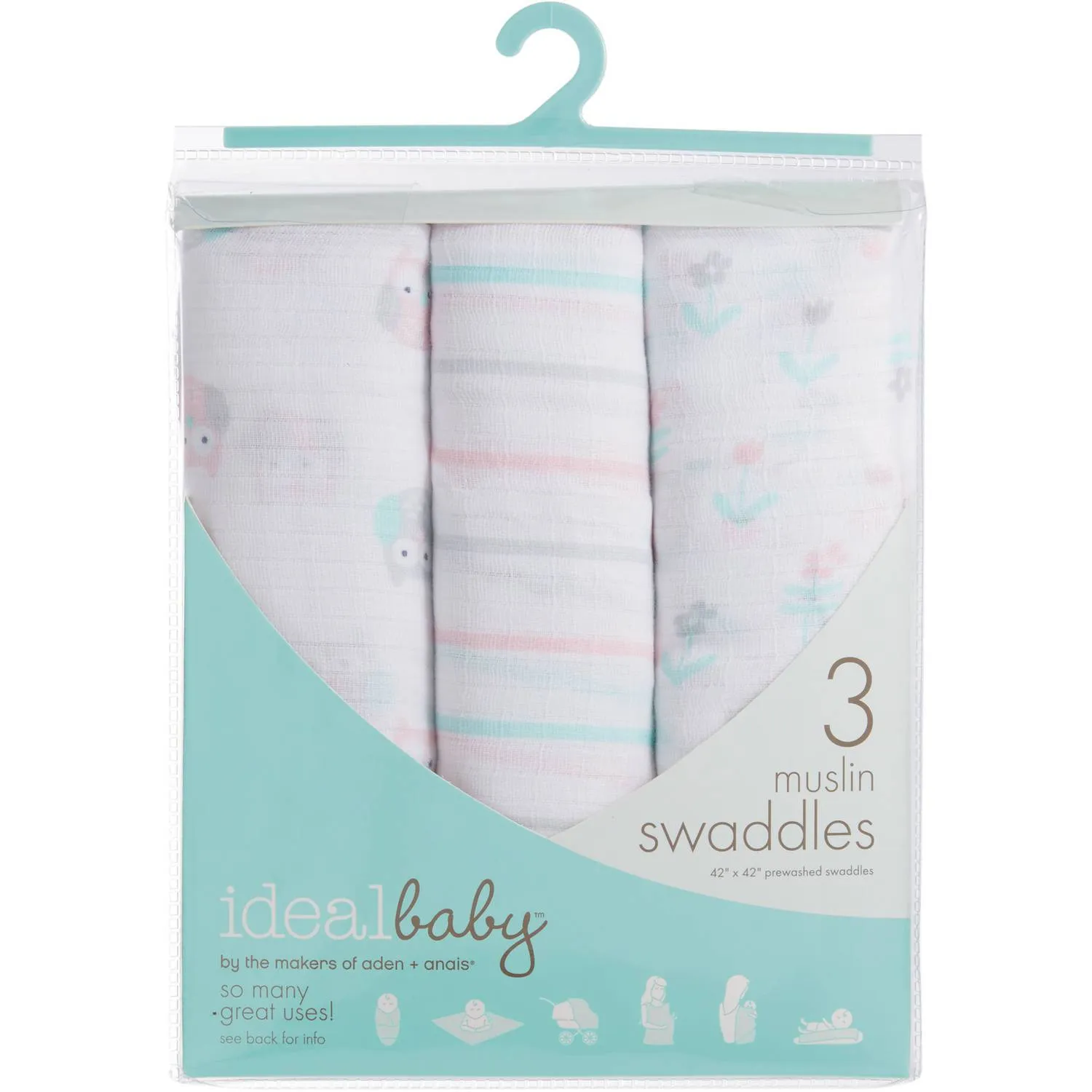 Ideal Baby by the Makers of Aden   Anais Swaddles 3 Pack - Owls