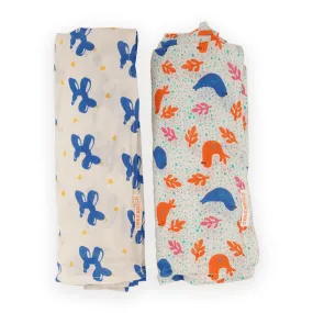 Muslin Cotton Swaddle for Baby | Printed | Multicolour | Pack of 2