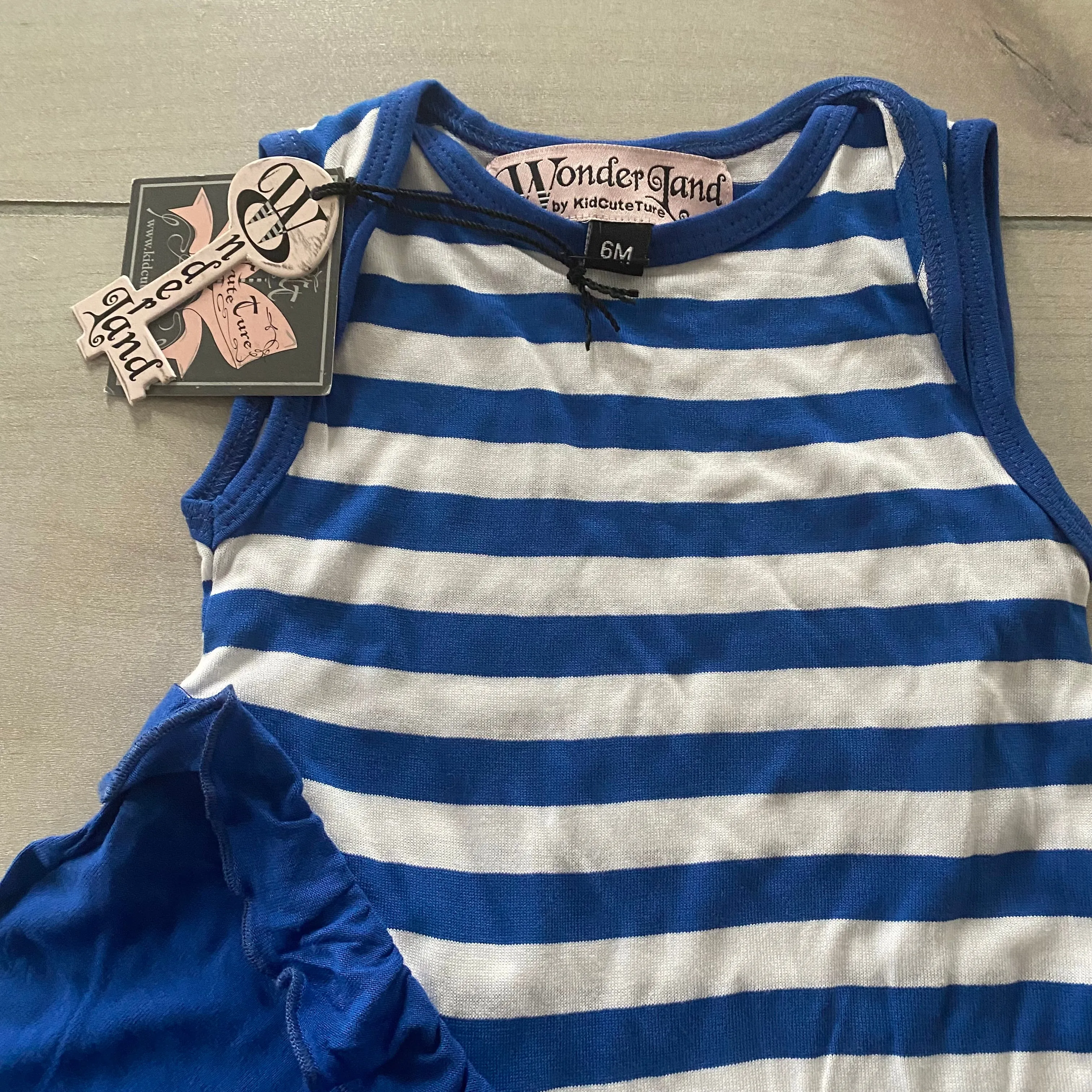 NEW KidCuteTure Wonderland Blue Striped Cotton Dress