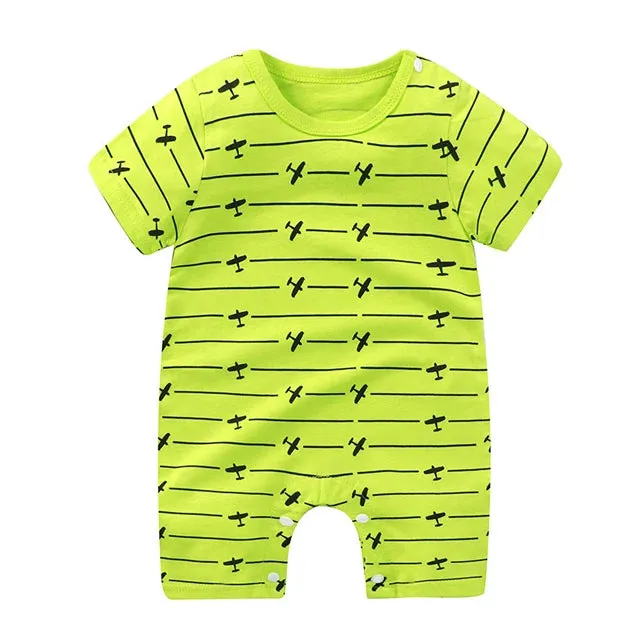 Newborn Baby Clothes Summer Short Sleeve Rompers Infant Boys Girls Cartoon Cotton Jumpsuit Toddler Newborns