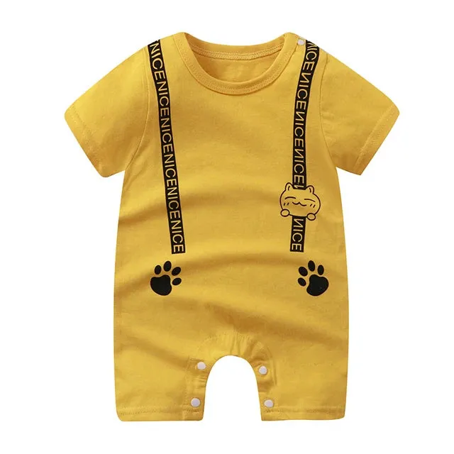 Newborn Baby Clothes Summer Short Sleeve Rompers Infant Boys Girls Cartoon Cotton Jumpsuit Toddler Newborns