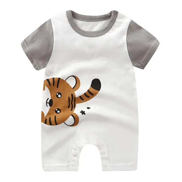 Newborn Baby Clothes Summer Short Sleeve Rompers Infant Boys Girls Cartoon Cotton Jumpsuit Toddler Newborns