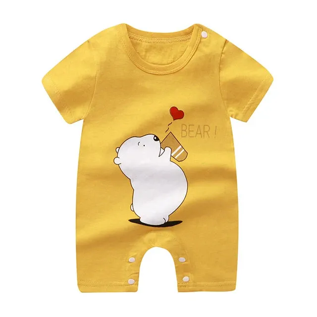 Newborn Baby Clothes Summer Short Sleeve Rompers Infant Boys Girls Cartoon Cotton Jumpsuit Toddler Newborns