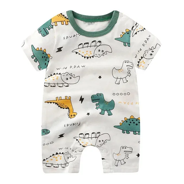 Newborn Baby Clothes Summer Short Sleeve Rompers Infant Boys Girls Cartoon Cotton Jumpsuit Toddler Newborns