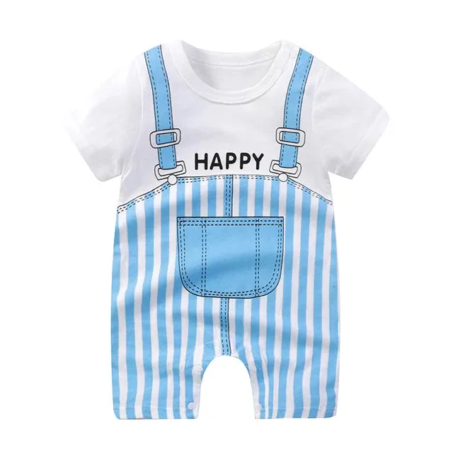 Newborn Baby Clothes Summer Short Sleeve Rompers Infant Boys Girls Cartoon Cotton Jumpsuit Toddler Newborns