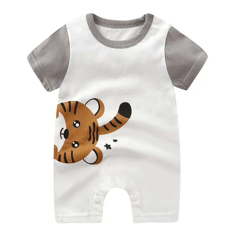 Newborn Baby Clothes Summer Short Sleeve Rompers Infant Boys Girls Cartoon Cotton Jumpsuit Toddler Newborns