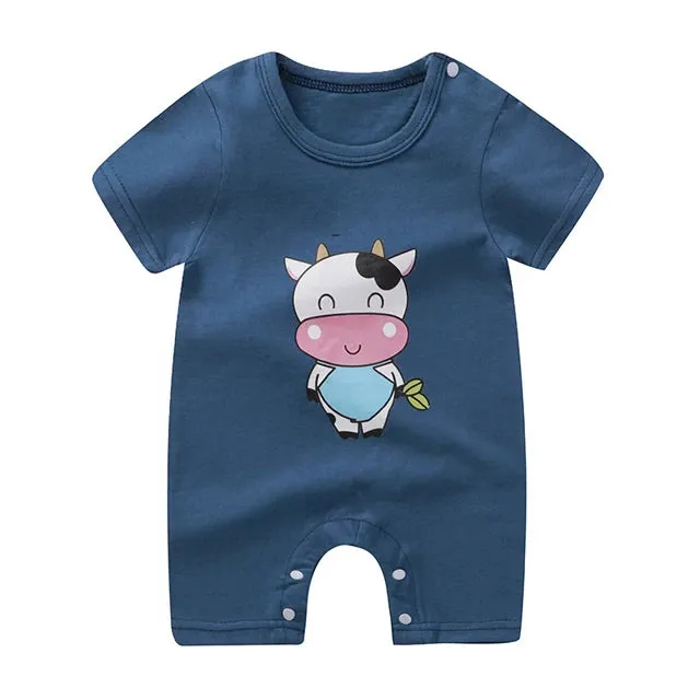 Newborn Baby Clothes Summer Short Sleeve Rompers Infant Boys Girls Cartoon Cotton Jumpsuit Toddler Newborns