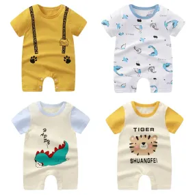 Newborn Baby Clothes Summer Short Sleeve Rompers Infant Boys Girls Cartoon Cotton Jumpsuit Toddler Newborns