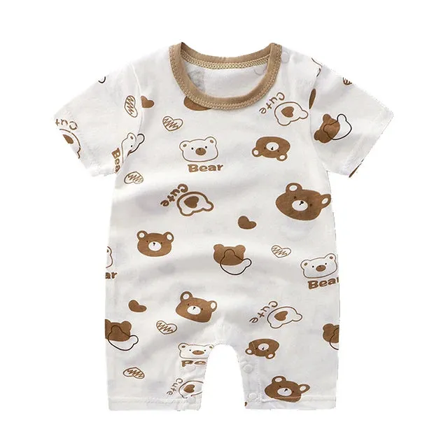 Newborn Baby Clothes Summer Short Sleeve Rompers Infant Boys Girls Cartoon Cotton Jumpsuit Toddler Newborns