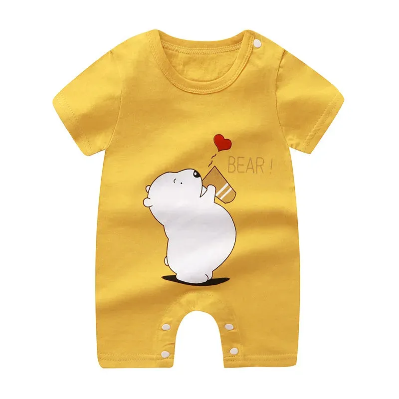 Newborn Baby Clothes Summer Short Sleeve Rompers Infant Boys Girls Cartoon Cotton Jumpsuit Toddler Newborns