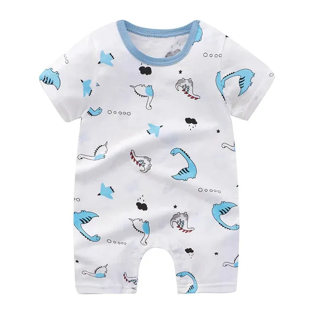 Newborn Baby Clothes Summer Short Sleeve Rompers Infant Boys Girls Cartoon Cotton Jumpsuit Toddler Newborns