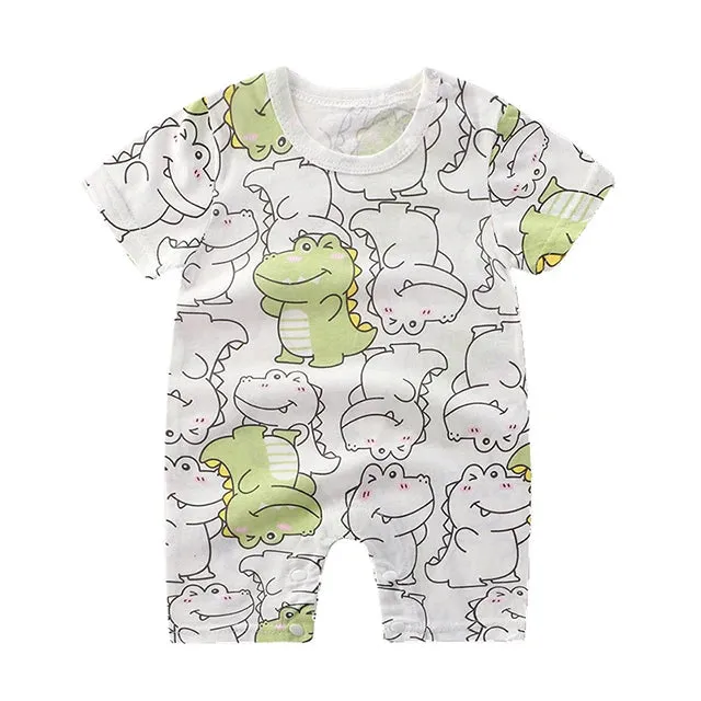 Newborn Baby Clothes Summer Short Sleeve Rompers Infant Boys Girls Cartoon Cotton Jumpsuit Toddler Newborns