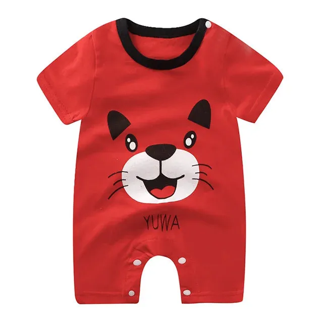 Newborn Baby Clothes Summer Short Sleeve Rompers Infant Boys Girls Cartoon Cotton Jumpsuit Toddler Newborns