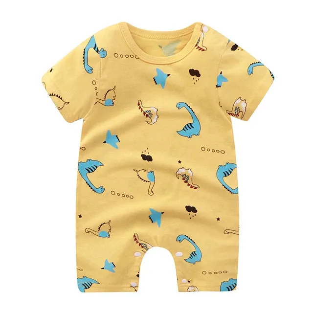 Newborn Baby Clothes Summer Short Sleeve Rompers Infant Boys Girls Cartoon Cotton Jumpsuit Toddler Newborns