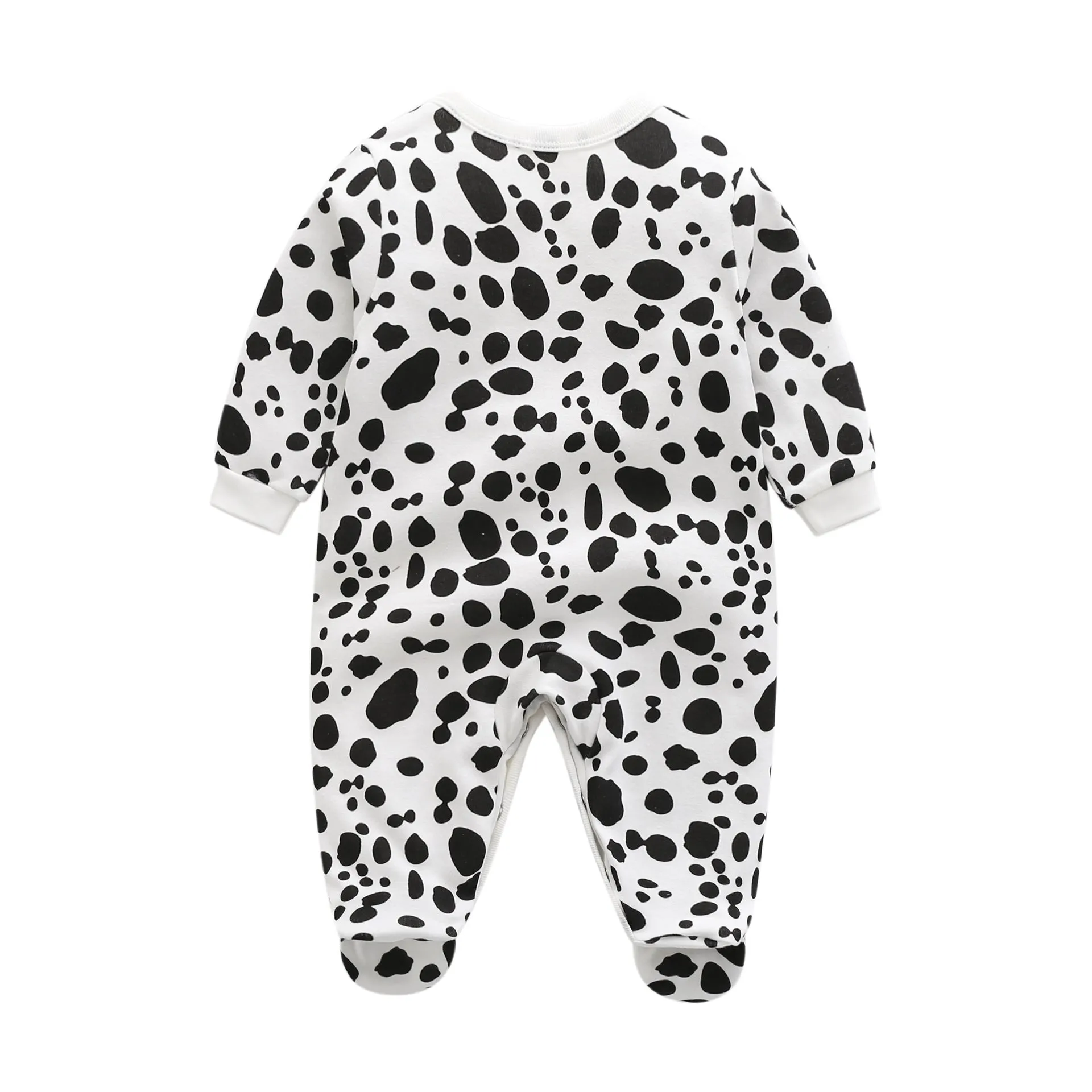 Newborn Jumpsuit Long-Sleeved Slanted Open Button Love Cows Baby Rompers