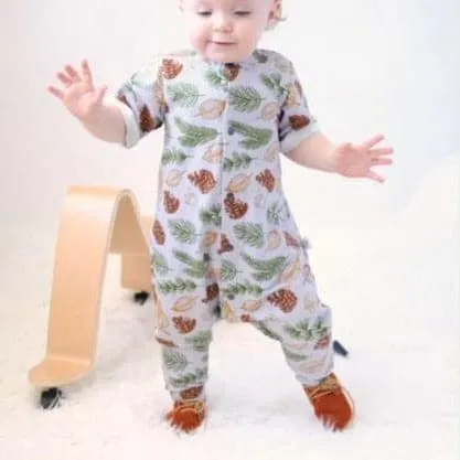 Organic Baby & Toddler Romper | Festive Leaves Long Leg Popper Romper