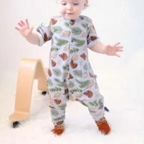 Organic Baby & Toddler Romper | Festive Leaves Long Leg Popper Romper